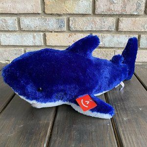 Aurora Blue Shark Plush Great White Blue Stuffed Animal Blue Large New 20 Inches